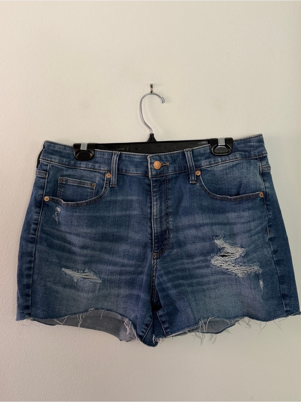 Universal Thread | Distressed High Rise Midi Denim Jean Shorts